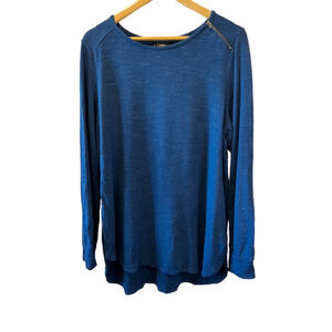 DALIA Blue Zipper Detail Boat Neck Long Sleeve Tunic Top XL